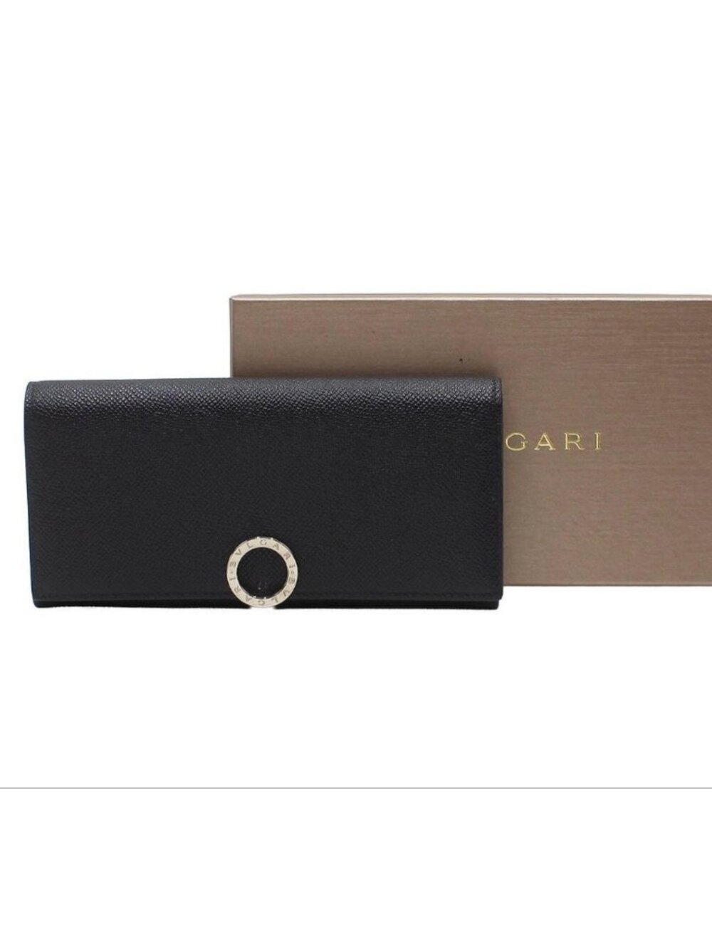 Bvlgari Logo Clip Leather Bifold Wallet